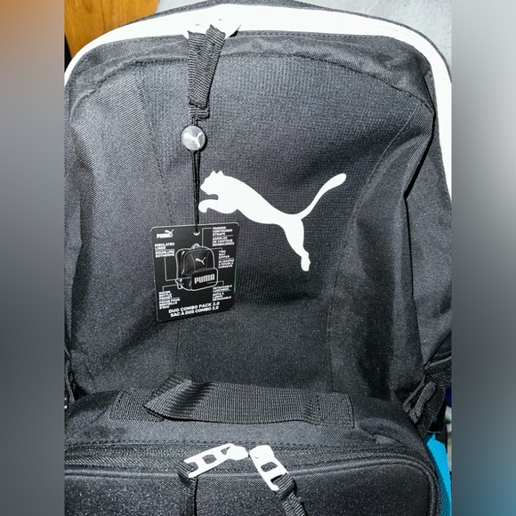 PUMA Backpack w/ Detachable Front Logo Pouch ~ Black w/ White Logo Design - Picture 11 of 11